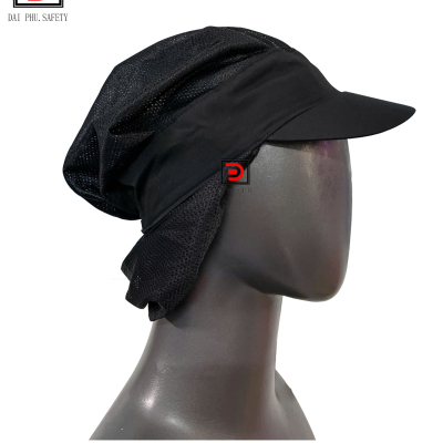 MŨ VẢI CÔNG NHÂN CÓ BỌC TÓC MÀU ĐEN